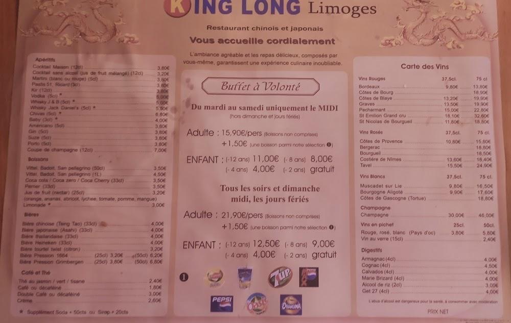 King Long Limoges Sud - Menu Image 2